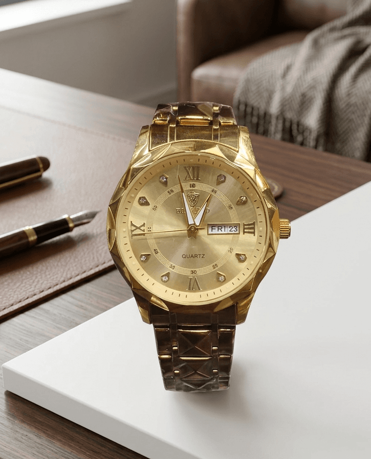 Poedagar 615 Stainless Steel Men’s Watch – Luxury Quartz Analog Wristwatch with Waterproof Design & Luminous Display